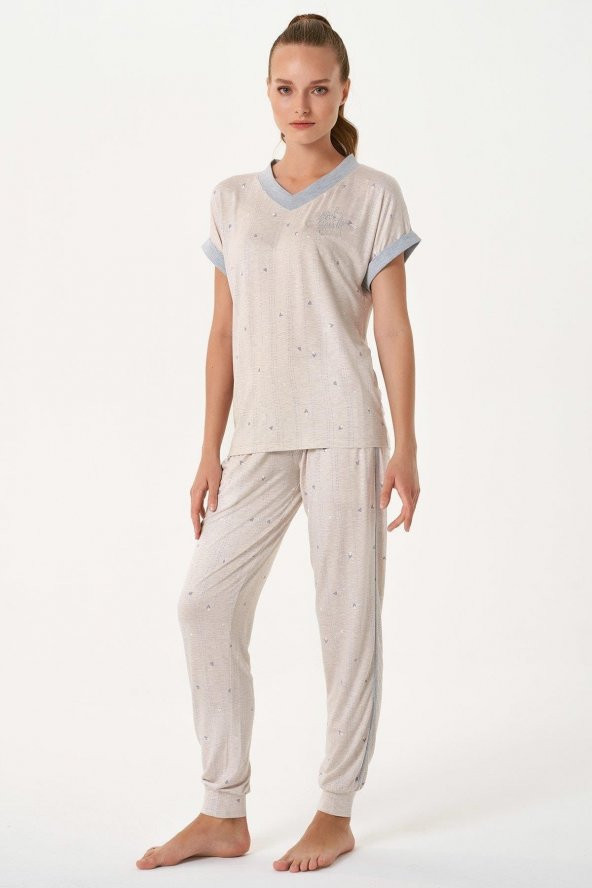 Kalpli Paça Manşetli Pijama Takımı - Resim 2