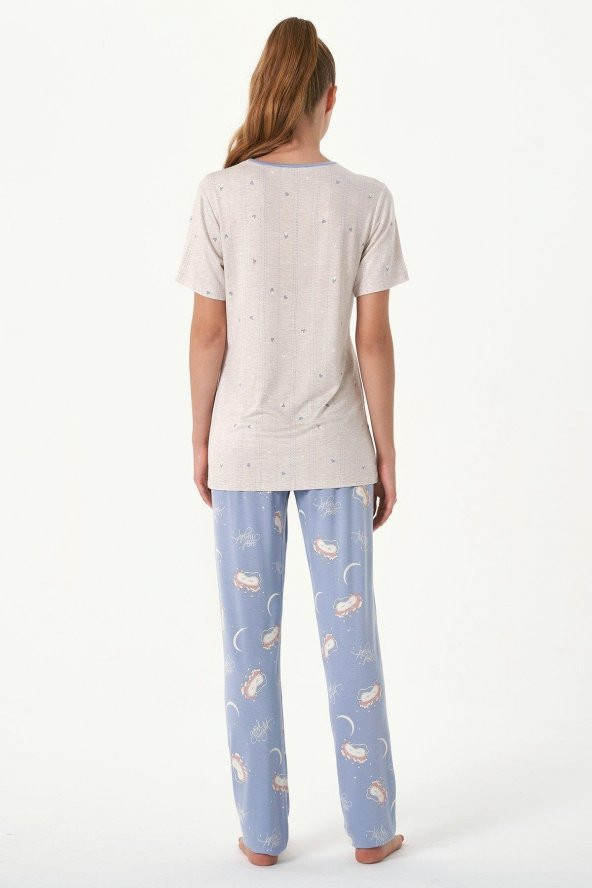 Uyku Gözlük Baskılı 2pijama Takımı