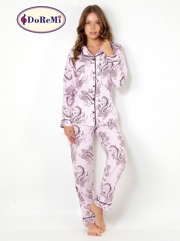 Cherry Rot Uzun Kollu Bayan Pijama Takımı - 5