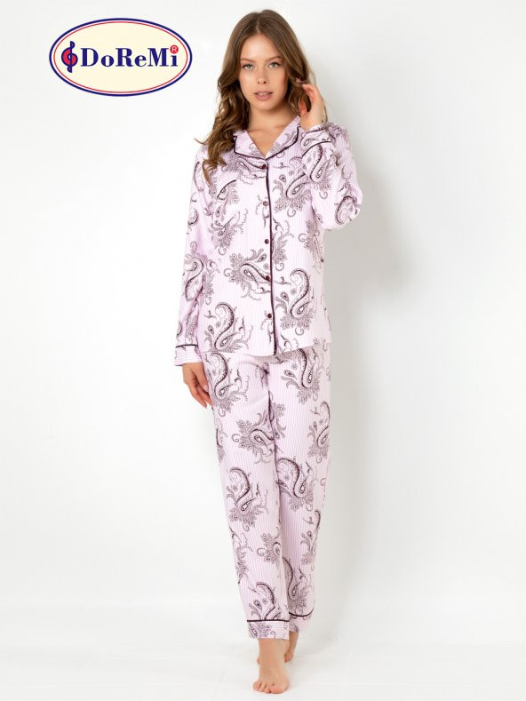 Cherry Rot Uzun Kollu Bayan Pijama Takımı - 6