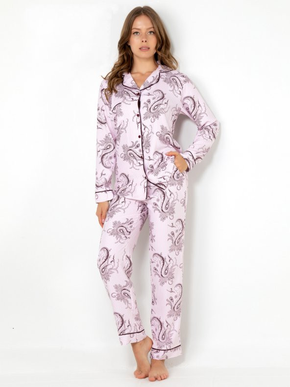 Cherry Rot Uzun Kollu Bayan Pijama Takımı - 2