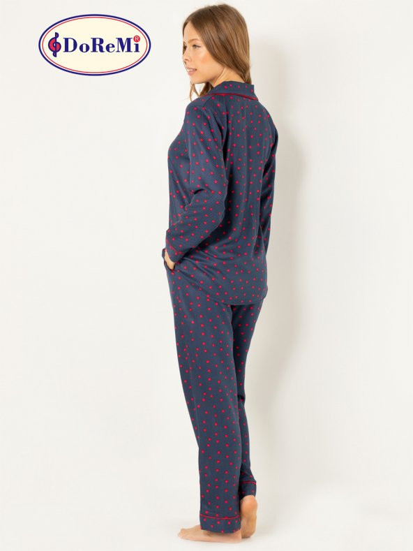 Doğal Viskon Soft Yumuşak Düğmeli Pijama Takımı - 4