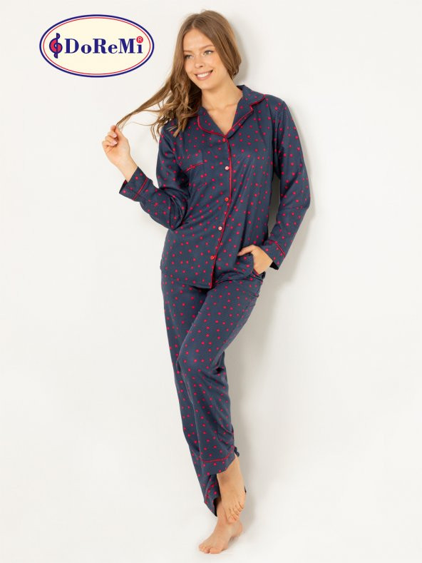 Doğal Viskon Soft Yumuşak Düğmeli Pijama Takımı - 5