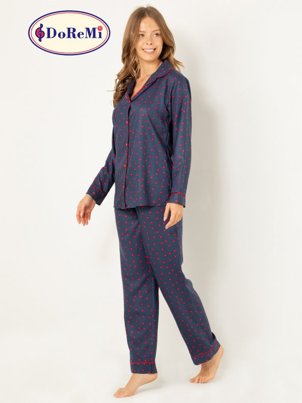 Doğal Viskon Soft Yumuşak Düğmeli Pijama Takımı - 6