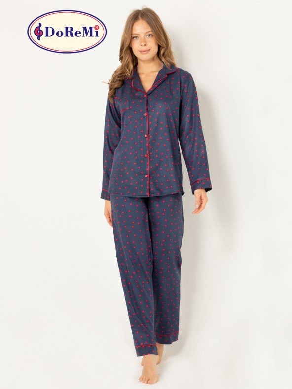 Doğal Viskon Soft Yumuşak Düğmeli Pijama Takımı - 2