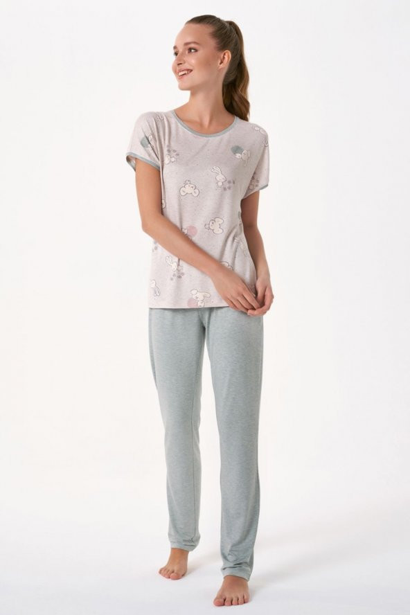 Tavşan Baskılı Pijama Takımı - Resim 2