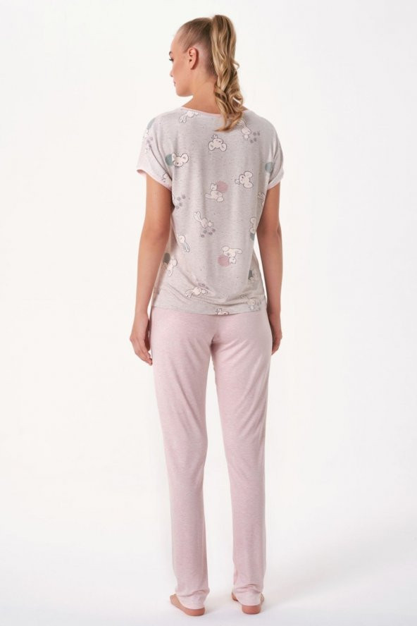 Tavşan Baskılı Pijama Takımı