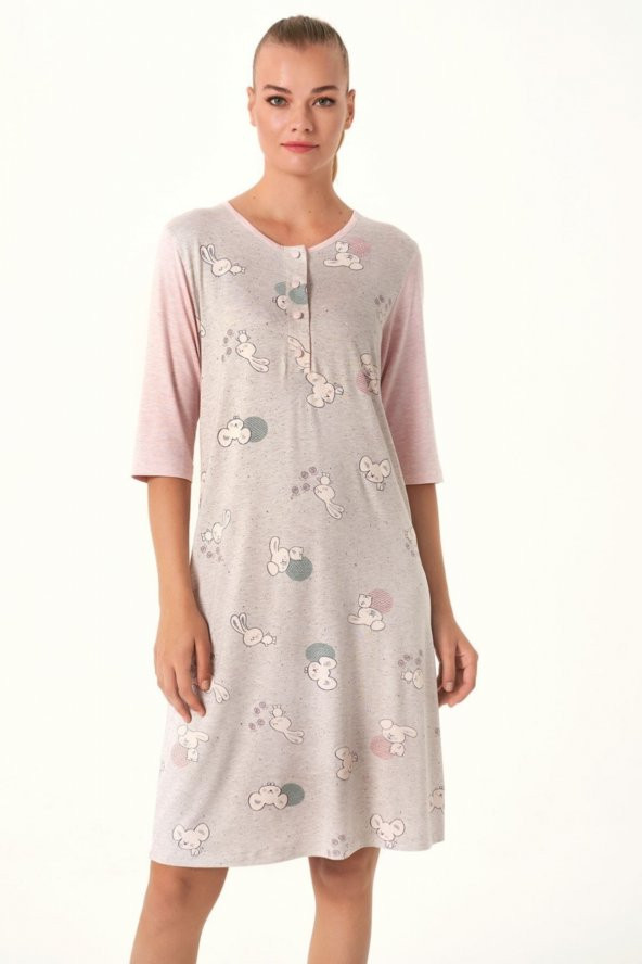 Balık Sırtı Çizgili Sabahlıklı Pijama Takımı - 2