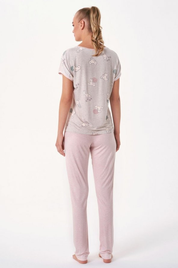 Tavşan Baskılı Pijama Takımı