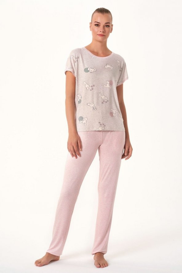 Tavşan Baskılı Pijama Takımı - Resim 2