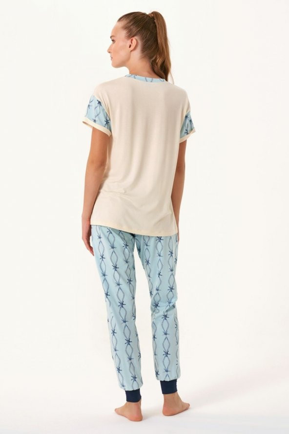 Deniz Yıldızı Baskılı Pijama Takımı