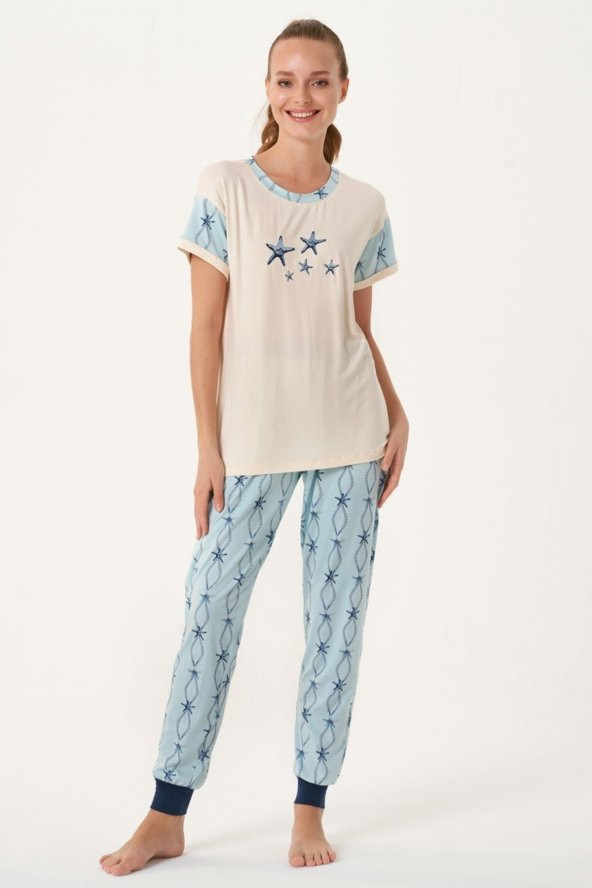 Deniz Yıldızı Baskılı Pijama Takımı - 2