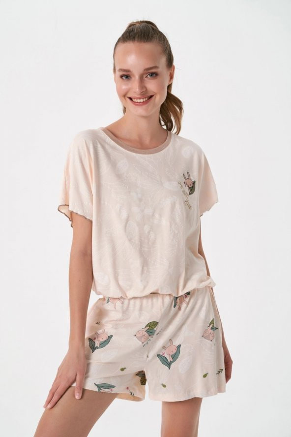 Kısa Kollu Şortlu Pijama Takımı - 2