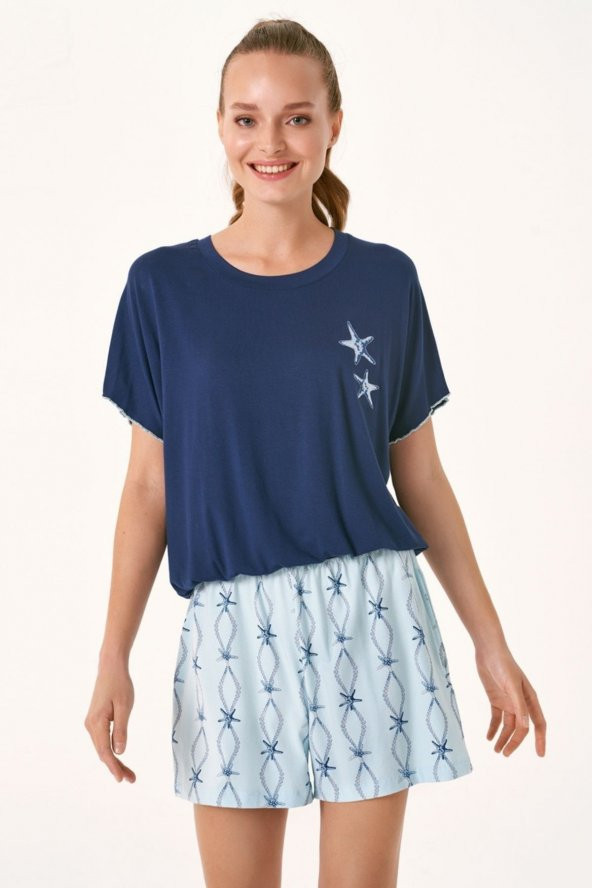 Deniz Yıldızı Baskılı Şortlu Takımı - Resim 2