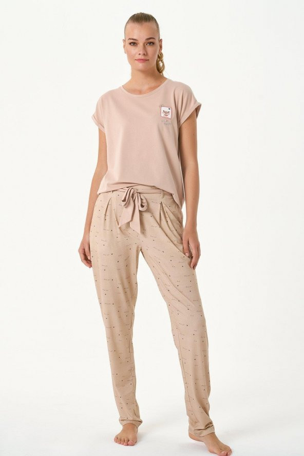 Kedi Nakışlı İkili Pijama Takımı - Resim 2