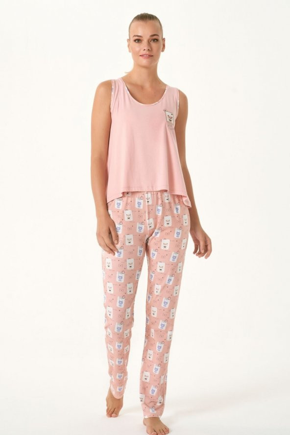 Kedi Baskılı Pijama Takımı - 2