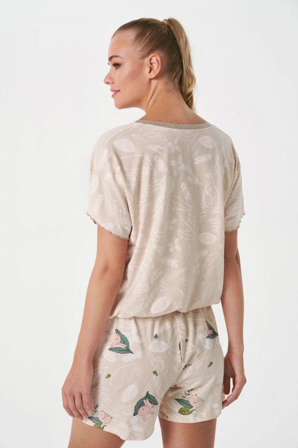 Kısa Kollu Şortlu Pijama Takımı - 1