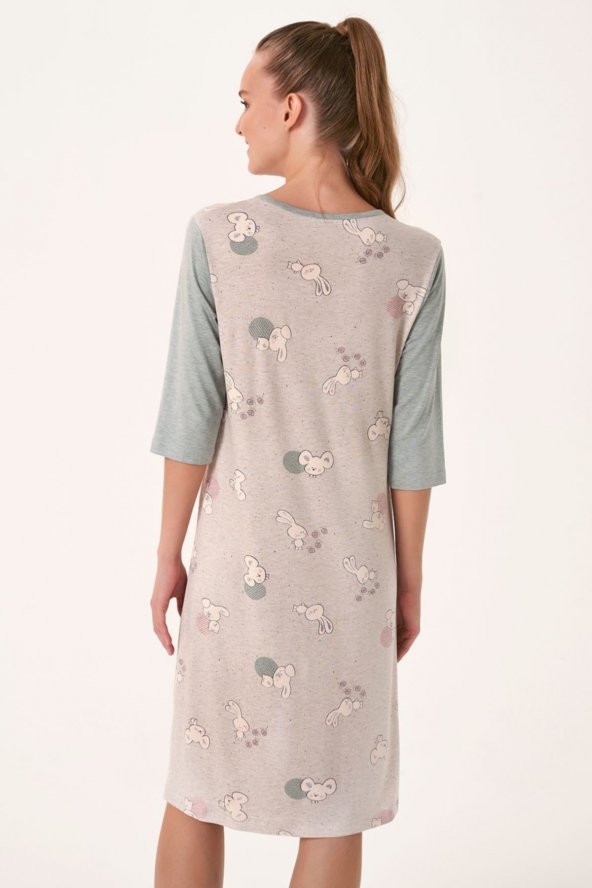 Balık Sırtı Çizgili Sabahlıklı Pijama Takımı