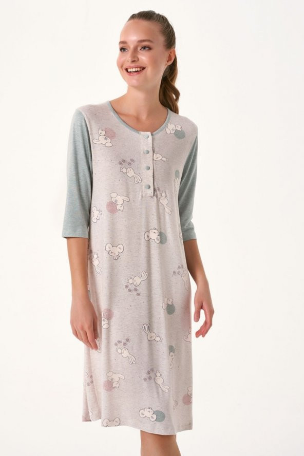 Balık Sırtı Çizgili Sabahlıklı Pijama Takımı - 2