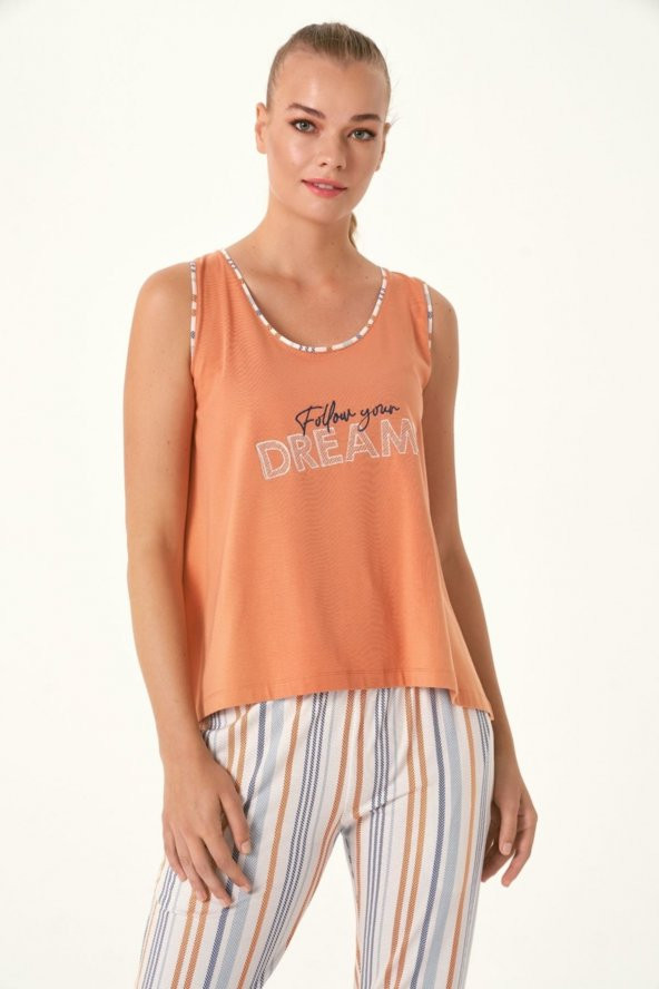 Balık Sırtı Çizgili Sabahlıklı Pijama Takımı ürün görseli