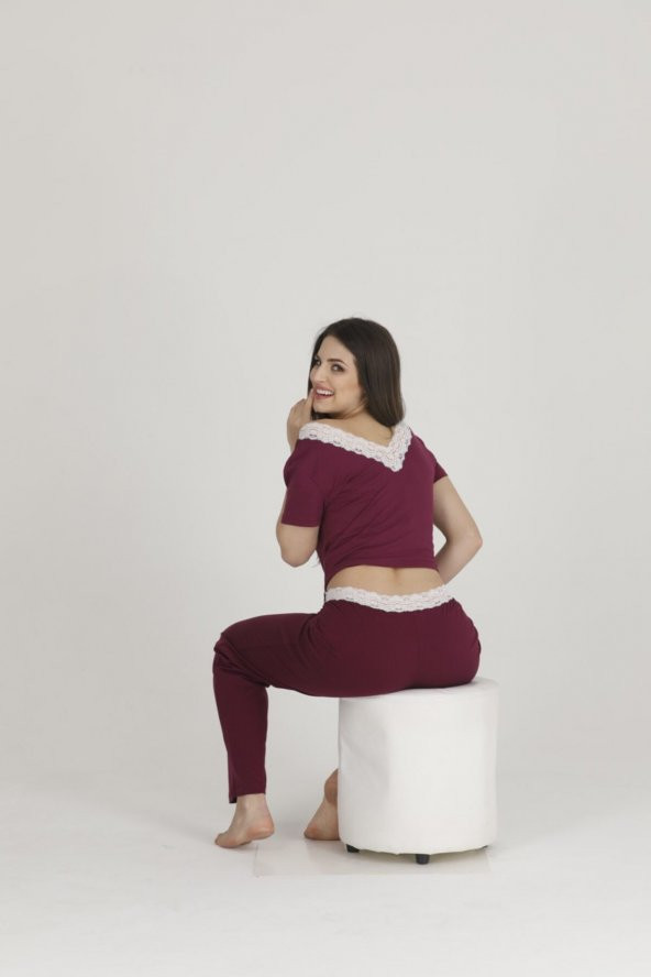 Arka Alt Üst Dantelli Pijama Takım