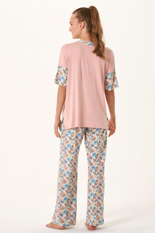 Yaprak Baskılı Pijama Takımı