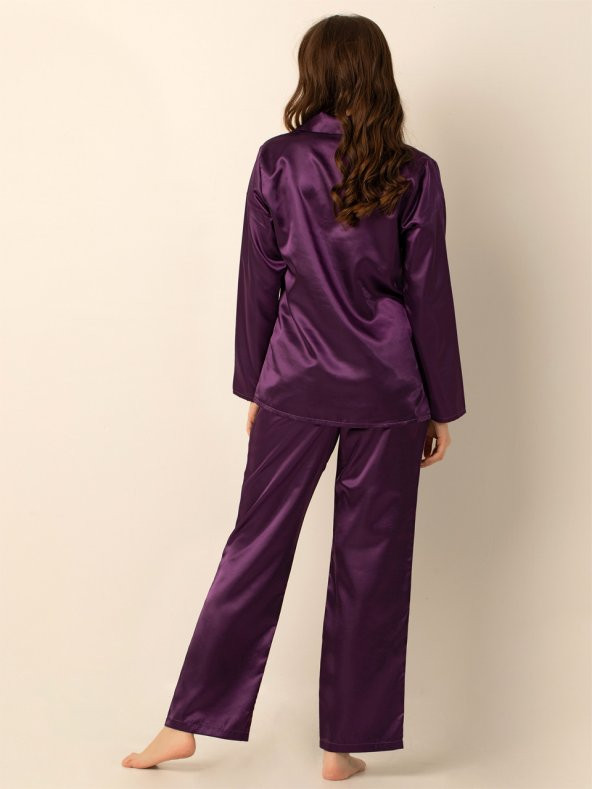 Uzun Kollu Saten Pijama Takımı ürün görseli