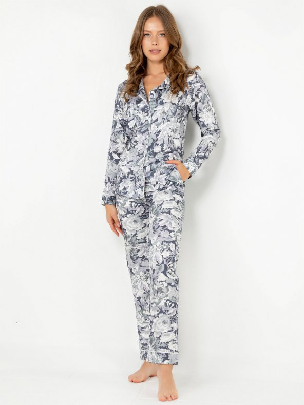 Mist Flower Uzun Kollu Bayan Pijama Takımı - Resim 2
