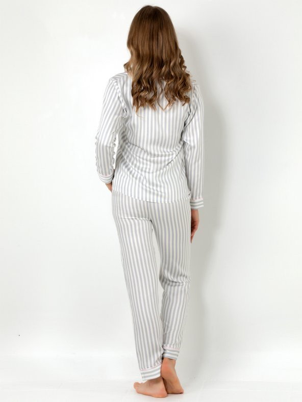 Blue Victoria Uzun Kollu Bayan Pijama Takımı