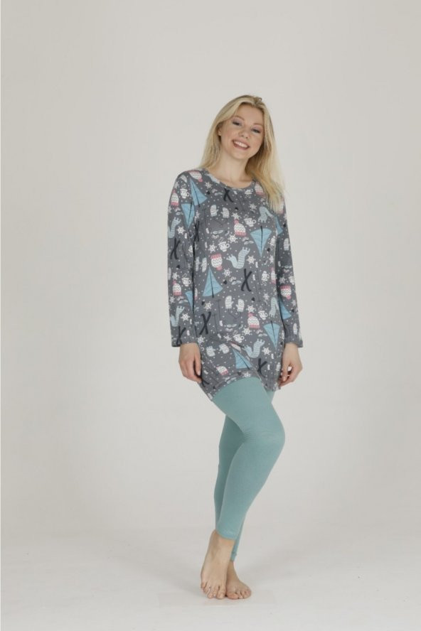 Desenli Termal Kadın Pijama Takımı - 2