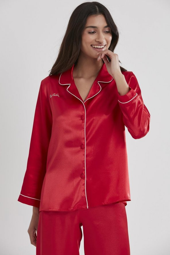Saten Biyeli Pijama Takımı