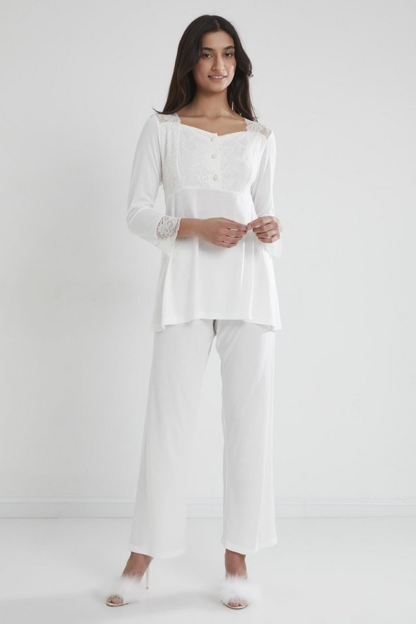 Penye Dantelli Pijama Takımı - Resim 2