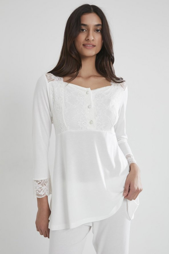 Penye Dantelli Pijama Takımı - Resim 3