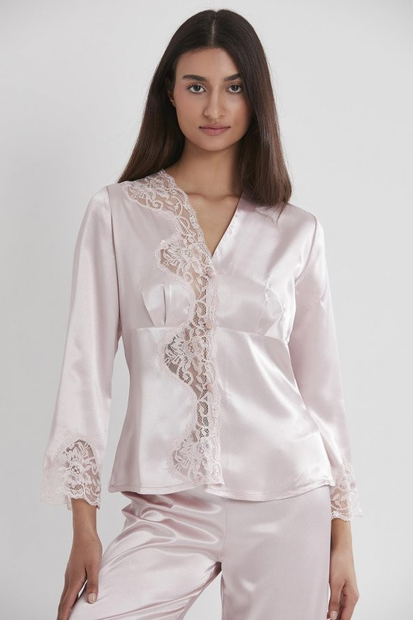 Saten Dantelli Pijama Takımı - Resim 3