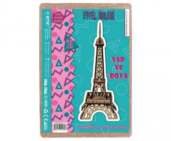 Boyanabilir 3D Ahşap Eyfel Kulesi - Demonte - 2