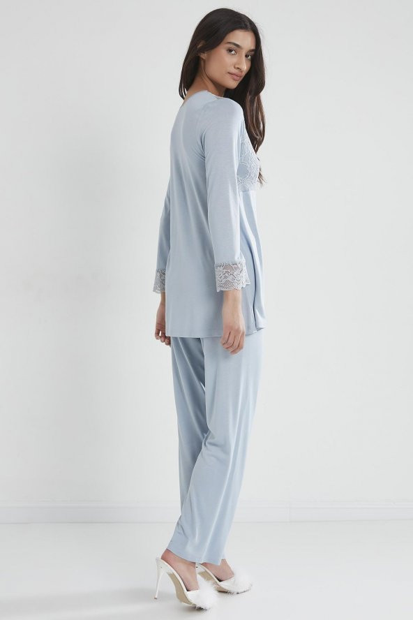Penye Dantelli Pijama Takımı - Resim 5