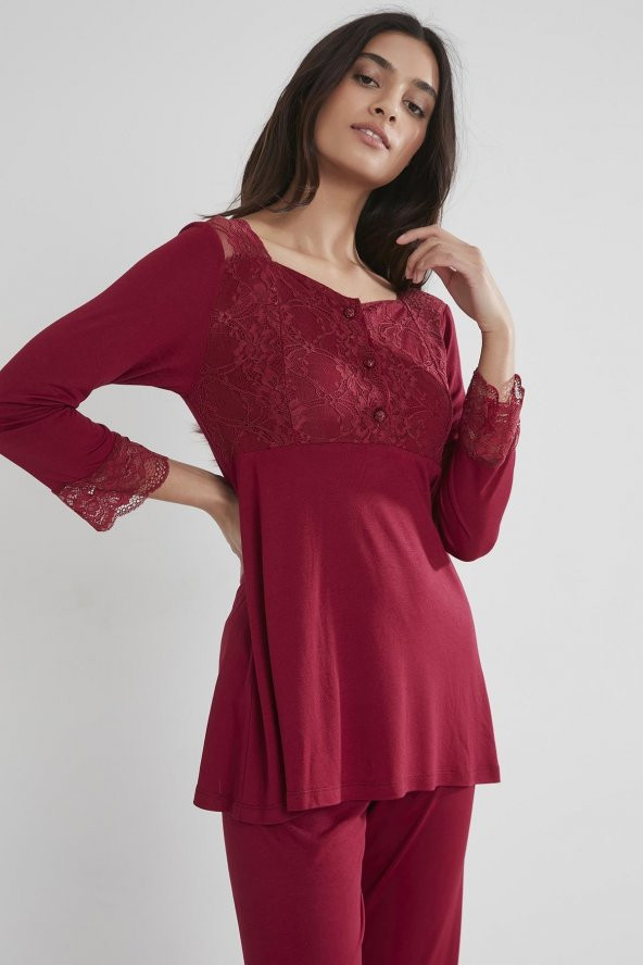Penye Dantelli Pijama Takımı - 3