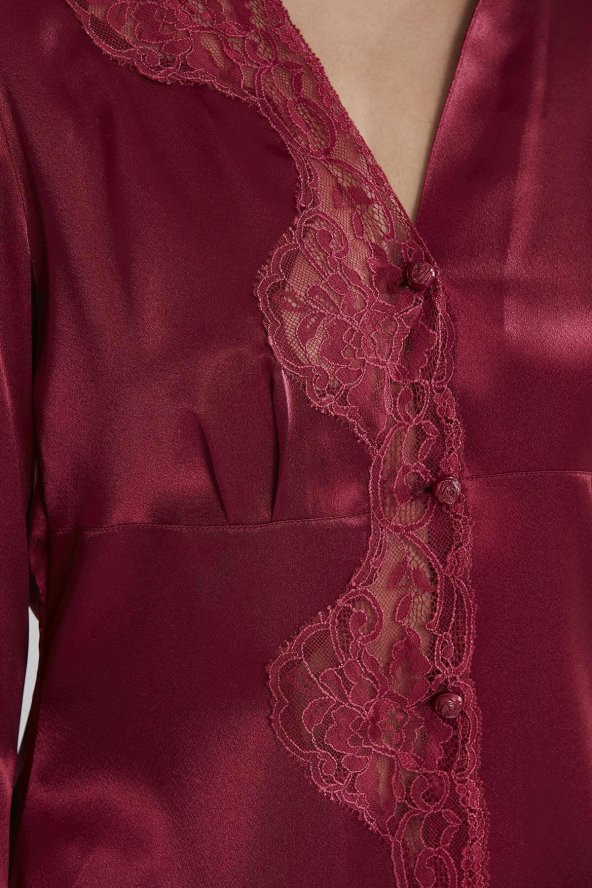 Saten Dantelli Pijama Takımı - Resim 3