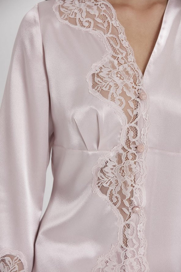 Saten Dantelli Pijama Takımı - Resim 4