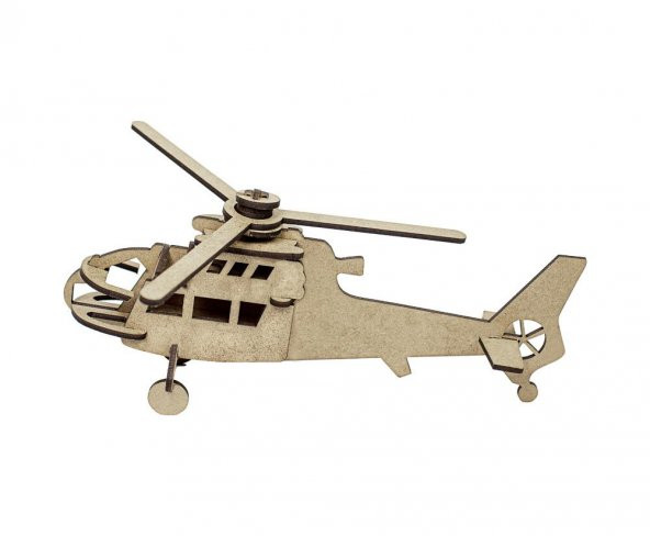 Boyanabilir 3D Ahşap Helikopter - Demonte
