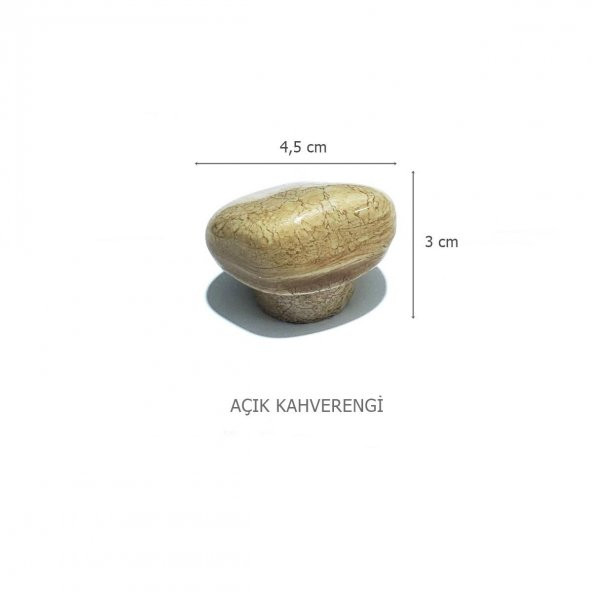 Porselen Açık Kahverengi Taş Düğme Tek Vidalı Mobilya Dolap Kulp - 2