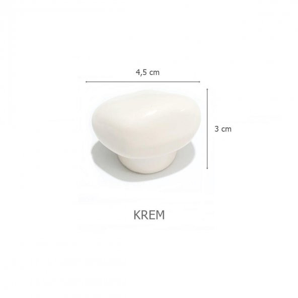 Porselen Krem Taş Düğme Tek Vidalı Mobilya Dolap Kulp - 2