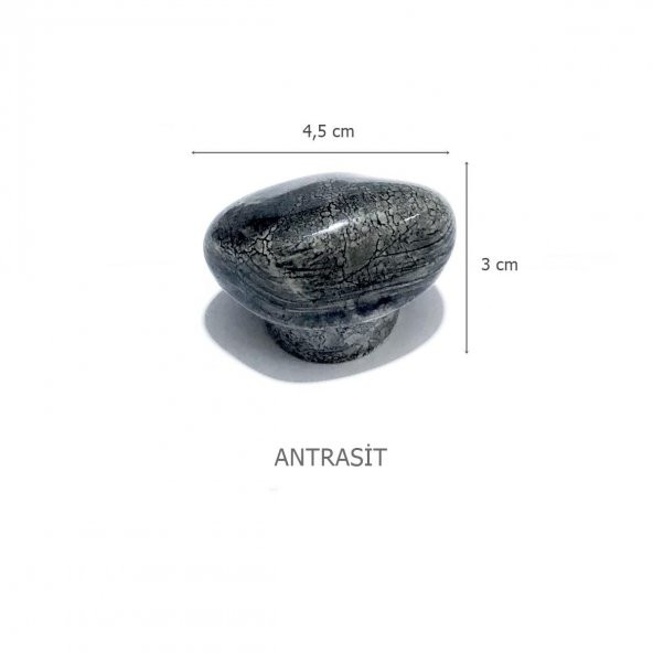 Porselen Antrasit Gri Taş Düğme Tek Vidalı Mobilya Dolap Kulp - 2