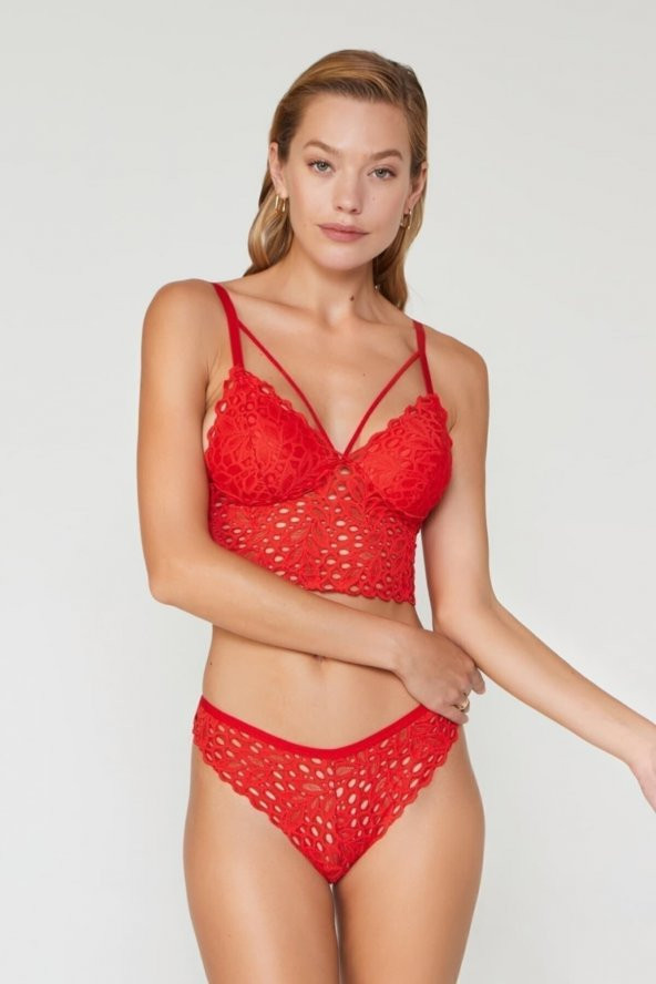 Liona Dantelli Ekru Bralet Takım