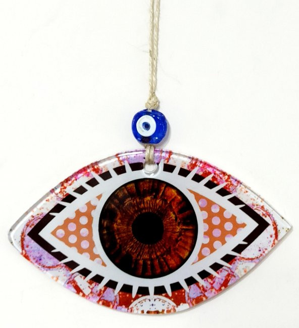 Kahverengi Göz Modelli Füzyon Cam Duvar Süsü - Resim 2