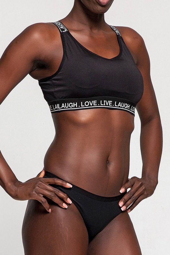 Yazılı Lastikli Fitness Sporcu Büstiyer - Resim 2