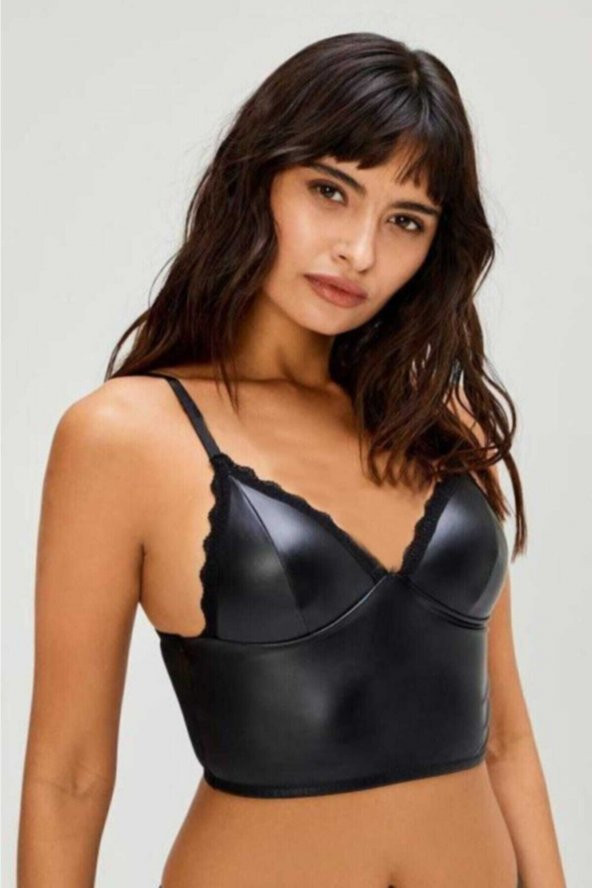 Kadın Bordo Deri Hafif Destekli Bralet Sütyen Külot Takım 309t ürün görseli