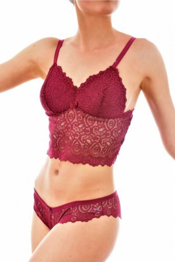 Bralet Takım Bordo Dantelli ürün görseli