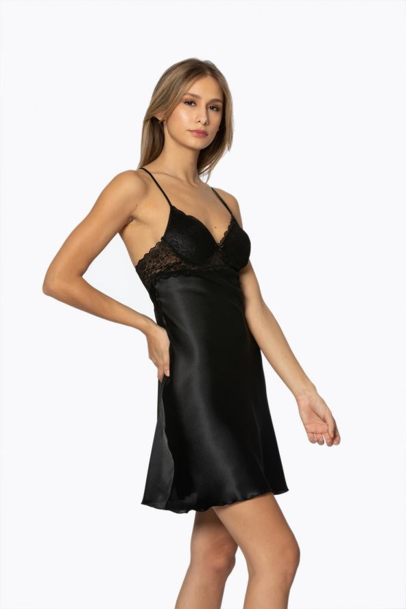 Saten Dantelli Gecelik & Sabahlık Takım - Resim 3