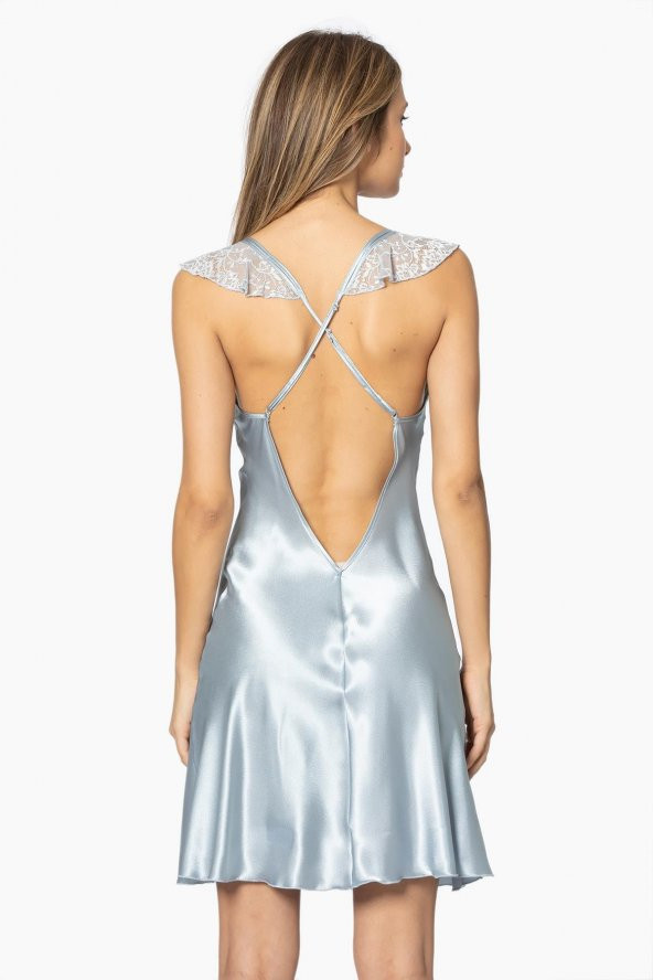 Saten Dantelli Gecelik & Sabahlık Takım - Resim 3